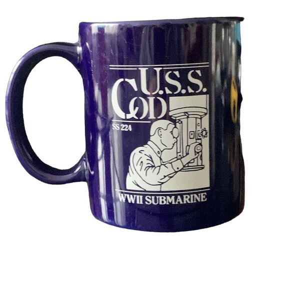 Pre Owned USS COD SS 224 WWII Submarine 50th Anniversary VJ Day Mug - Picture 1 of 9
